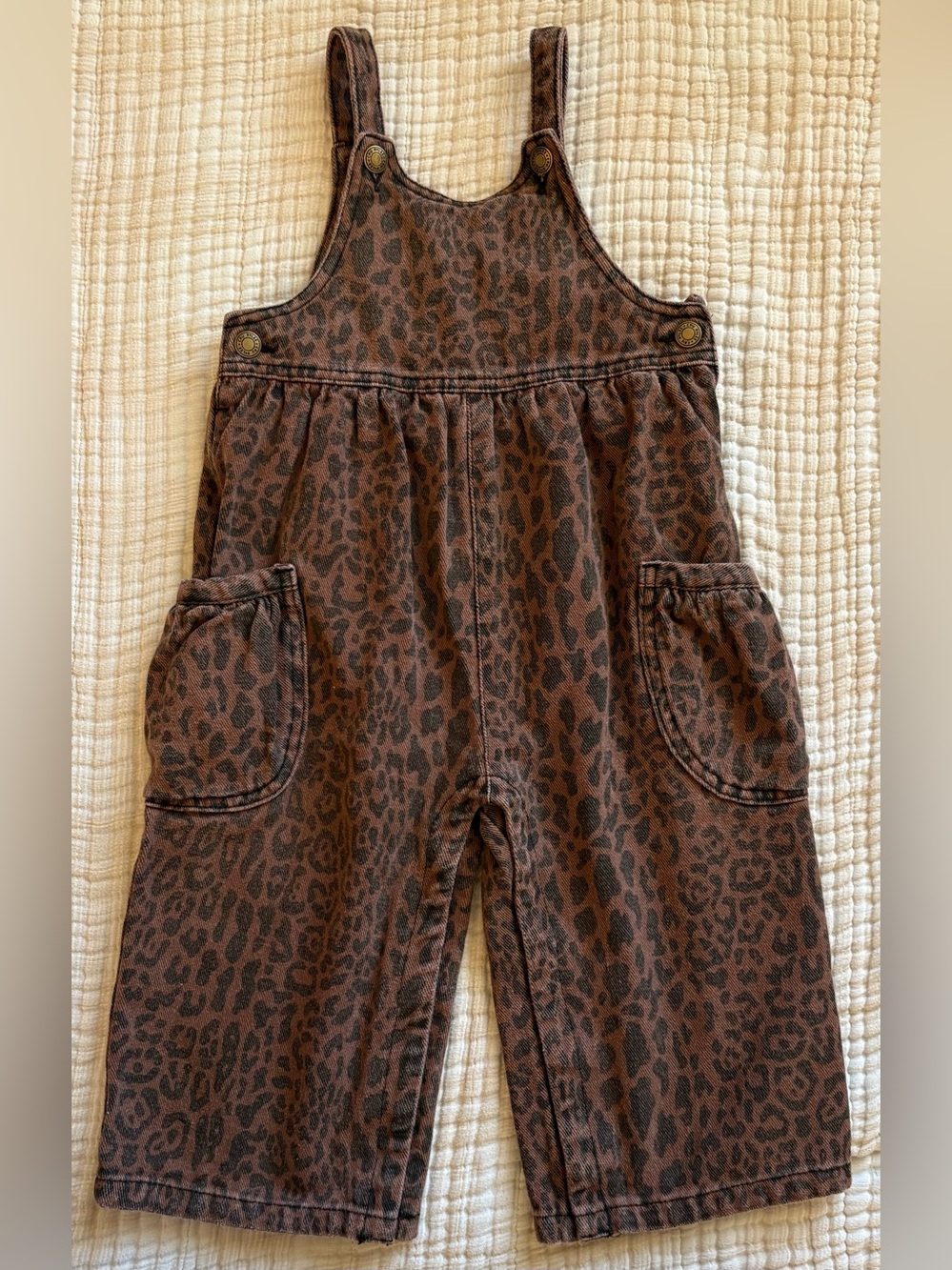 Rylee + Cru Brown Leopard-Print Kids Overalls